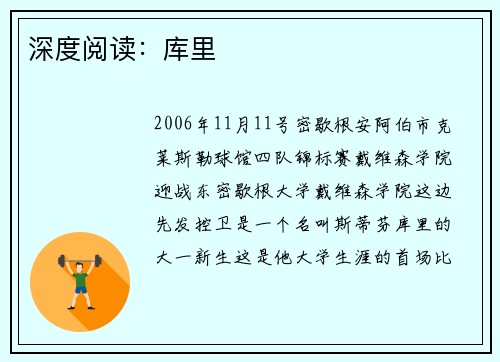 深度阅读：库里